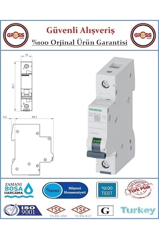 Siemens B - Tipi 16 Amper Otomatik Sigorta Siemens B - Tipi 16 Amper Otomatik Sigorta