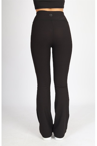 Soft&Basic Kadın Kaşkorse Raporlu Toparlayıcı İspanyol Paça Siyah Tayt Pantalon Siyah