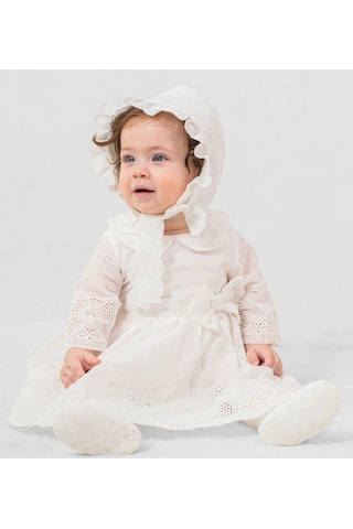 Pugi Baby Kız Bebek Şık Dantelli Mevlüt / Özel Gün Elbisesi Beyaz3