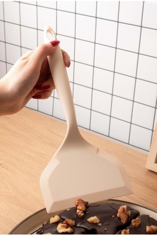 Emaylab Isıya Dayanıklı Silikon Spatula Geniş Yanmaz Yapışmaz Börek Ve Pasta Spatulası Krem