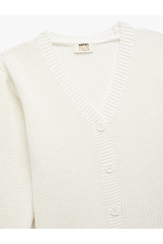 Koton V Yaka Uzun Kollu Basic Triko Hırka Ekru 6wkg90089ht Ekru