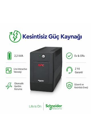 Apc Easy Ups Bvg2200ı-gr 2200va 1200w Line Interactive Avr 4 Schuko Priz Kesintisiz Güç Kaynağı