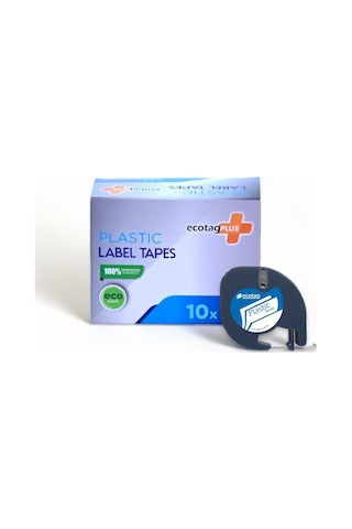 Ecotagplus Dymo Letratag Muadili Plastik Serit Etiket Beyaz 10 Lu Pak