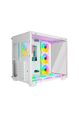 Rampage Loopy Beyaz 7 12cm Argb Fan Kontrolcü Temperli Cam Kumandalı Atx Mid-t Gaming Oyuncu Kasası
