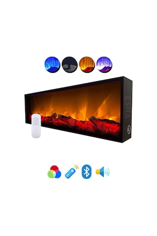 Esha Home Elektrikli Yapay Dekoratif Şömine+ Bluetooth 80x25cm