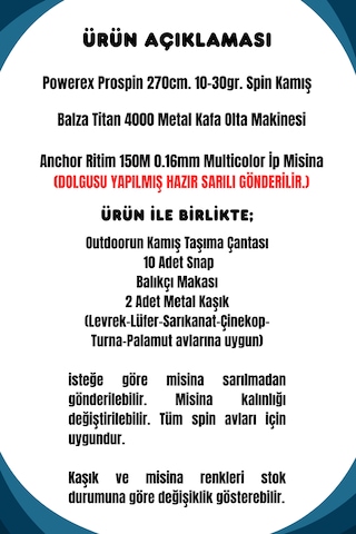 Powerex Prospin 270cm 10-30gr Balza Titan 4000 Metal Kafa Spin Olta Seti 1