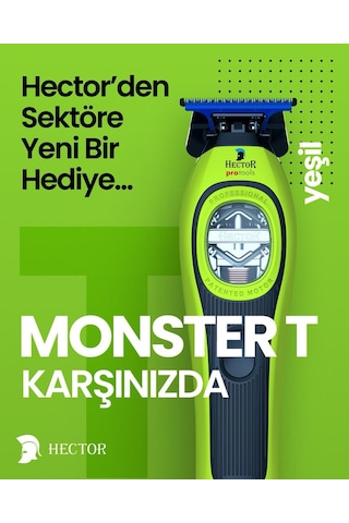 Hector Monster T - Profesyonel Sıfırlama Ve Sakal Kesim Makinesi - Yeşil