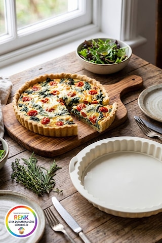 Tırtıklı Kenarlı Silikon Turta Kalıbı Xl Kulplu Esnek Kolay Çıkan Tart Ve Kiş İçin 26 Cm Çok Renkli