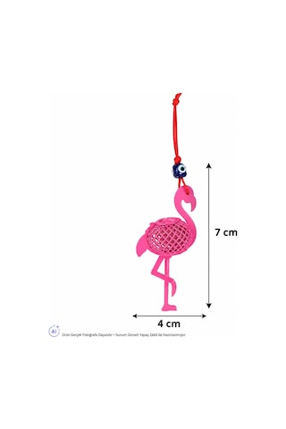 Yılbaşı Süsü Pembe Flamingo Figürlü Yılbaşı Ağacı Süsü Nazar Boncuklu Dekoratif Asma Süs 7 Cm