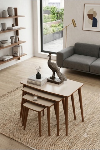 Eg Home İstanbul 4'lü Zigon Sehpa %100 Mdf Krem