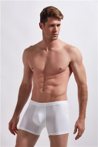 Josejuan 3'Lü Erkek Boxer Koton Likralı Yan Dikişsiz 1001 Beyaz