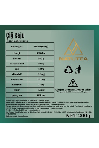 Natutea Çiğ Kaju 200 G Kuruyemiş 200 G