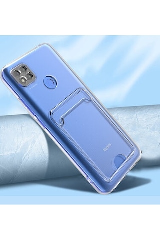 Xiaomi Redmi 9c İle Uyumlu Kılıf Kartlıklı Kartvizitli Şeffaf Telefon Kılıfı Kapak