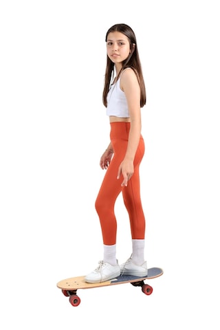 Erdem Kıds Kız Çocuk Yüksek Bel, Koşu, Yürüyüş, Casual, Spor, Atletik, Egzersiz, Fittness Tayt Kiremit Kiremit