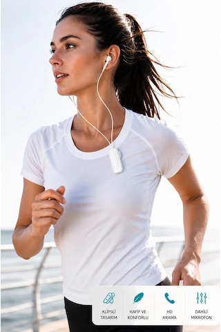 Exenar - Beyaz - Yaka Klipsli Bluetooth Kulaklık Kulakiçi Kablolu Kablosuz Tws Mikrofonlu Yaka Kulaklık Boyun Asmalı