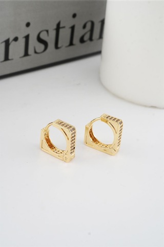 Kadın Vip Seri Zirkon Taşlı 1.6 Cm Kare Model Küpe