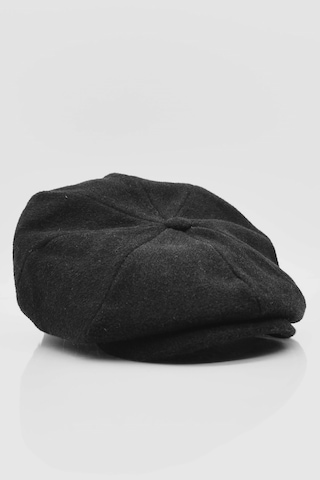 Italyan Kasket Siyah Erkek Şapka Kaşmir Yün Kep