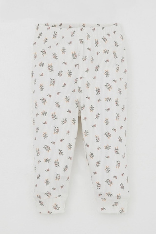Breeze Kız Bebek Pijama Takımı Omuzdan Patlı Çiçek Desenli 4 Ay-1 Yaş, Ekru