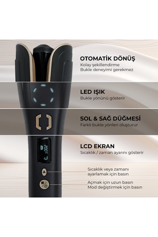 Fabcio Airwave Otomatik Dijital Ekranlı Bukle Maşası