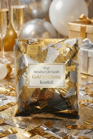 Metalize Konfeti Kağıdı Gold Ve Gümüş Çift Taraflı Doğum Günü Parti Konsepti Süs