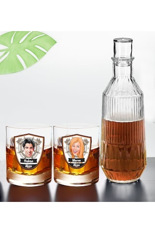 Bk Gift Kişiye Özel İsimli Dtf Karikatürlü Denizci Tasarımlı İkili Viski Kadehi Ve Karaf Seti-2, Arkadaşa Hediye, Sevgiliye Hediye Kobitmeyencom30443