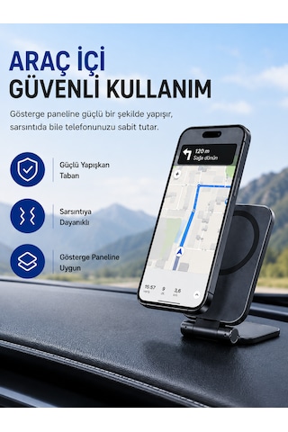 Katlanabilir Manyetik Telefon Tutucu Stand Araç İçi Ve Masaüstü Kullanım Ayarlanabilir Portatif Siyah