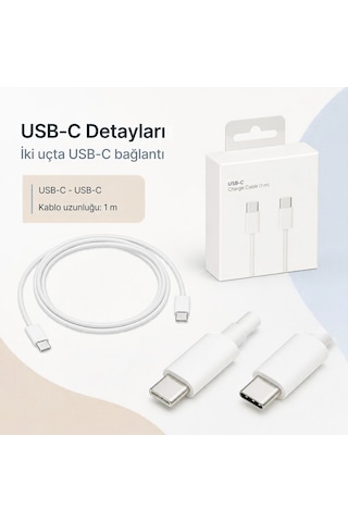 Usb-c To Usb-c Örgülü Hızlı Şarj Ve Data Kablosu 1 Metre 60w Telefon Tablet Notebook Uyumlu Type-c Kablo Beyaz