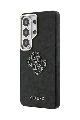 Galaxy Uyumlu S26 Ultra Kılıf Guess Lisanslı Grained Yazı Ve 4g Büyük Metal Logolu Kapak Siyah Siyah