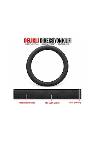 Mercedes Cla Dikme Direksiyon Kılıfı Premium Komple Delikli Deri Siyah Dikiş 2016-2019