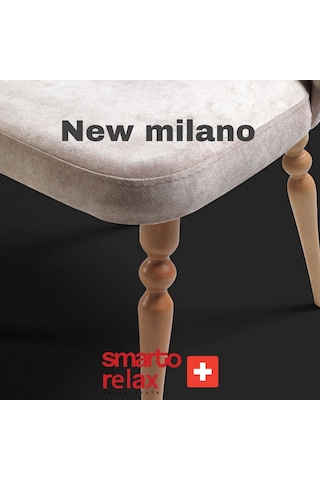 Smarto Relax Milano New 2'li Yemek Masası Sandalye Seti - Ahşap Ayaklı, Krem Kumaş Ekru Ve Kahverengi