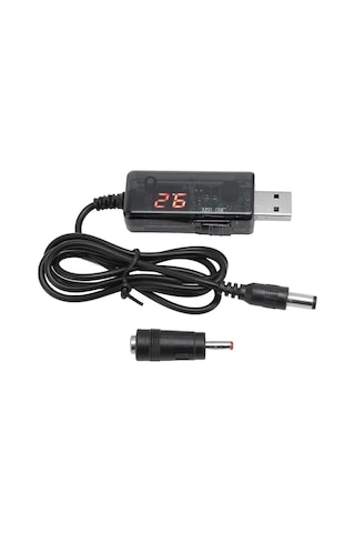 Electroon 5v 9v - 12v Usb To Dc Çevirici Kablo 5.5x2.1mm Jak Fişli Dijital Ekranlı