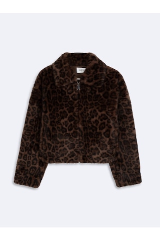 LTB Regular Fit Leopar Desenli Kürk Siyah Ceket
