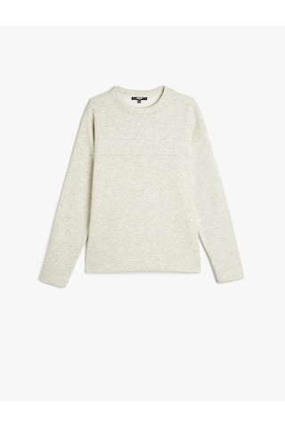 Koton Dikiş Detaylı Şardonlu Pamuklu Basic Bisiklet Yaka Sweatshirt Gri 5wam70254mk Gri