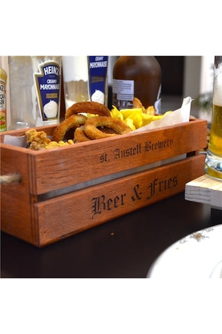 Ahşap Kızartma Atıştırmalık Sunum Kasası 26cm X 15cm Yükseklik 8cm