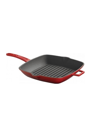 Lava Döküm 26x32cm Kulplu Izgara Tava Kırmızı
