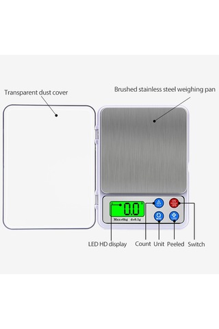 Sones Mh-555 6kg X 0.1g Yüksek Doğruluklu Dijital Elektronik Taşınabilir Mutfak Terazisi Denge Cihazı 2.2 İnç Lcd Ekranlı