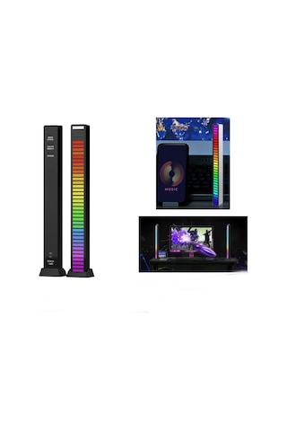 Rgb Araç Torpido Üstü Sese Duyarlı Ambiyans Led Işık Barı 1 Adet Siyah