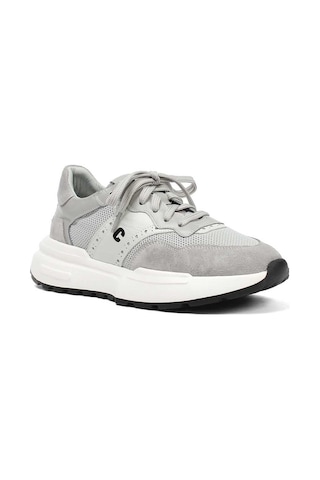 Kadın Gri Bağcıklı Kalın Tabanlı Süet Deri Sneaker
