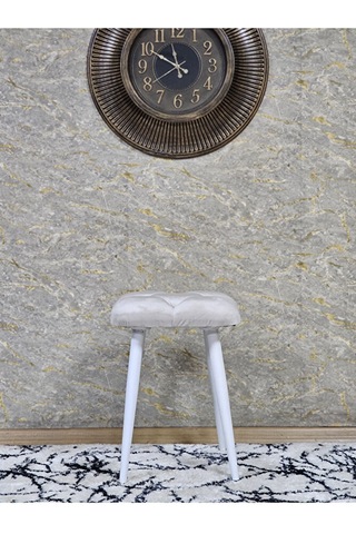 Kare Beyaz Boyalı Konik Ayaklı Tabure - Oturak - Bar Taburesi - A Çok Renki