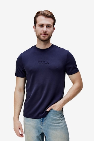 Canary Lacivert Bisiklet Yaka Gofre Baskılı Modal Kumaş Standard Fit Erkek Tshirt Siyah