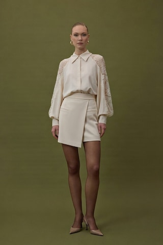 Sateen Talia Şort Etek - Bej-137064 Bej