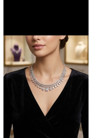 Xuoing Baget Taşlı Kolye Küpe 2 'li Set 9328 Gümüş