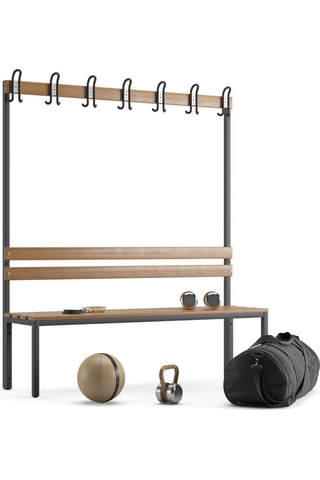 Ayakkabılıksız 4 Ayaklı Tek Taraflı Bank, 7 Adet Kanca, 150x43x170 Cm, Vestiyer Bankı, Spor Bankı