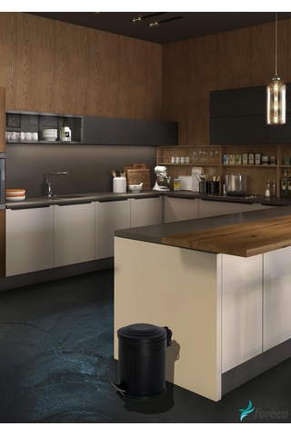 Foreca Vintage Çöp Kovası Çizgili Siyah 5 L Siyah