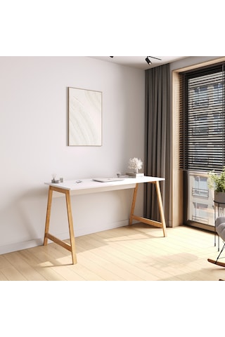 Lagomood Denge Çalışma Masası 140 cm Beyaz Meşe Beyaz - Meşe