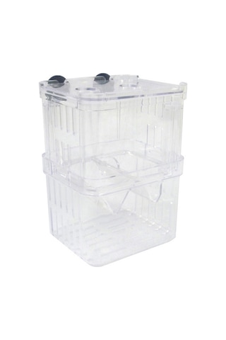 Konesam Akvaryum Yavru Balık Korumalı Yetiştirme Kutusu, Çift Katlı W Şekilli Bölücü, Sağlam Sünger Emici İle Kolay Kurulum, Transparan Ps Malzeme