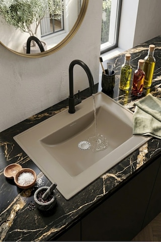 Aura Etajerli Granit Lavabo 65-45cm Krem İsimdebelirtilmiş