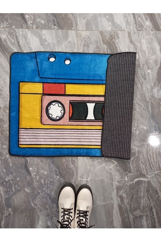Kaset Dekoratif Genç Odası Halısı Modern Yolluk Halısı Kaymaz Dokuma Taban Bambu Kalite Oda Dekoru Mavi