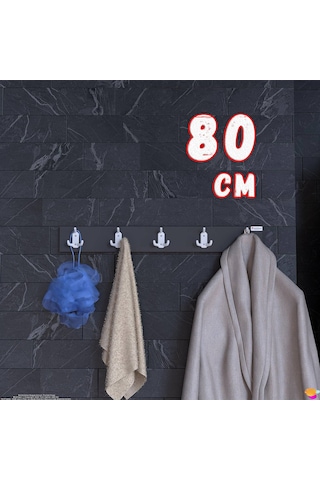 Modilayn Arı Serisi 15 Kancalı Banyo Askısı - 5'li Set 76,4x9,6 Cm Ekstra Düzen Ve Yer Tasarrufu Antrasit