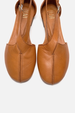 Luvishoes Fable Taba Cilt Hakiki Deri Yanları Açık Kadın Babet Ayakkabı